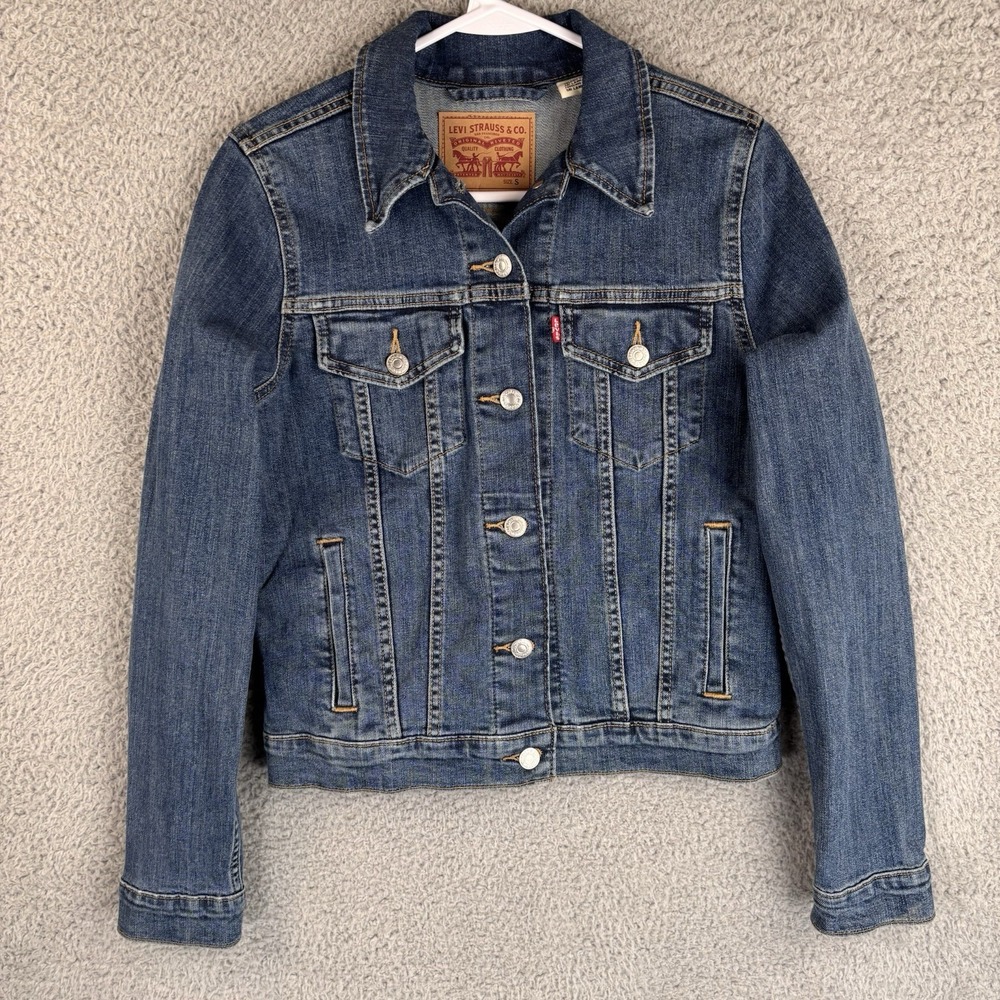 Levis Denim Trucker‎ Jean Jacket Sz Small Blue Classic Pockets Y2K